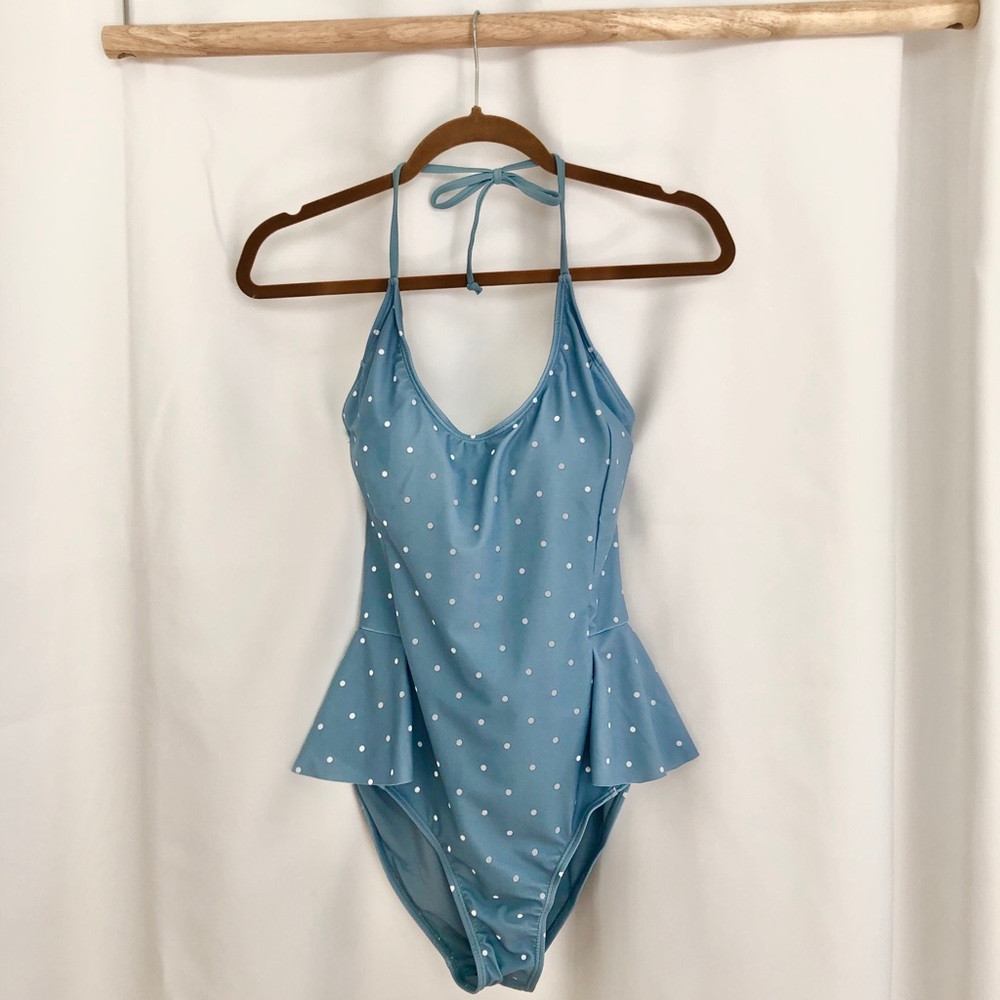Blue Polkadot one piece swimsuit